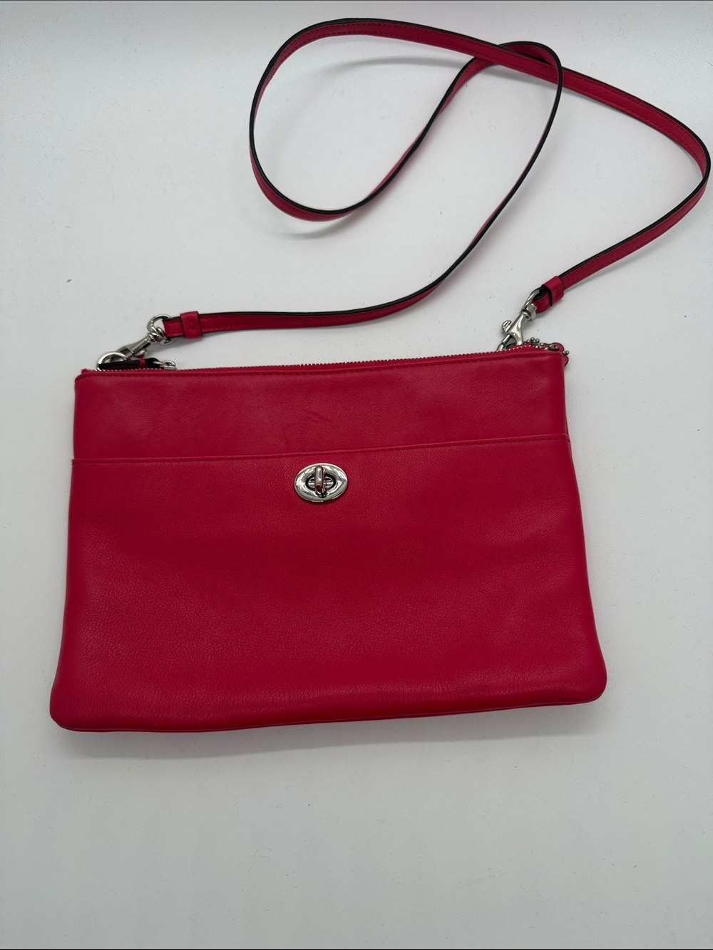 Coach Pink Leather Crossbody with Turnlock Accent